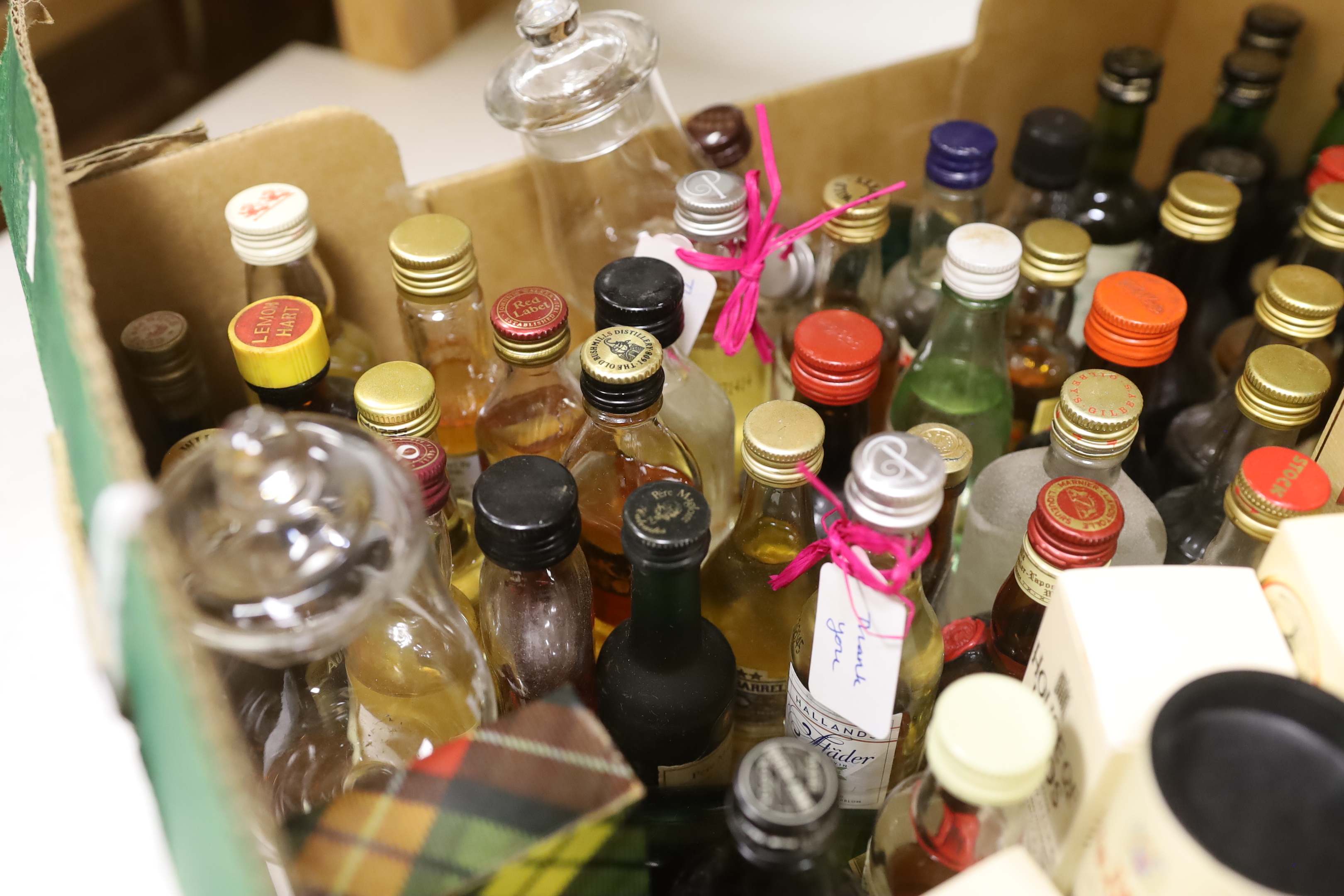A quantity of various miniature bottled spirits to include single malt whisky